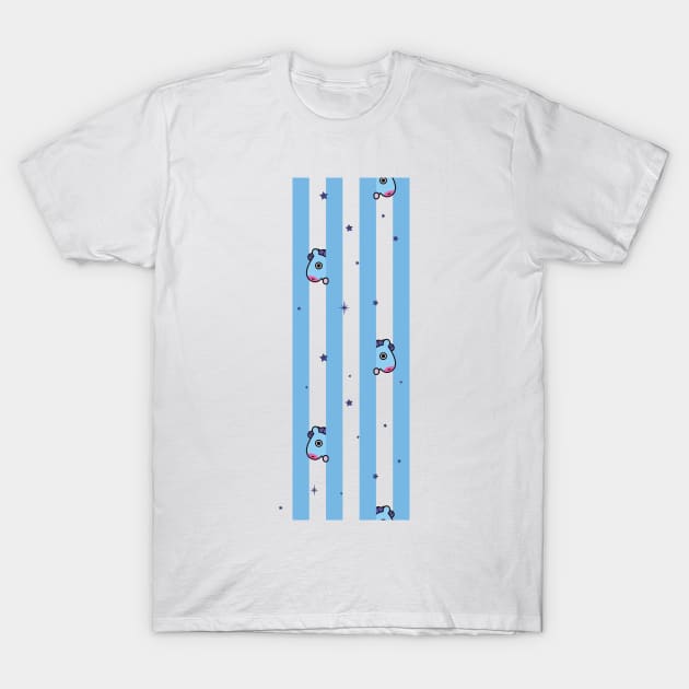 BT21 Mang Striped Pajamas Pattern T-Shirt by ZeroKara